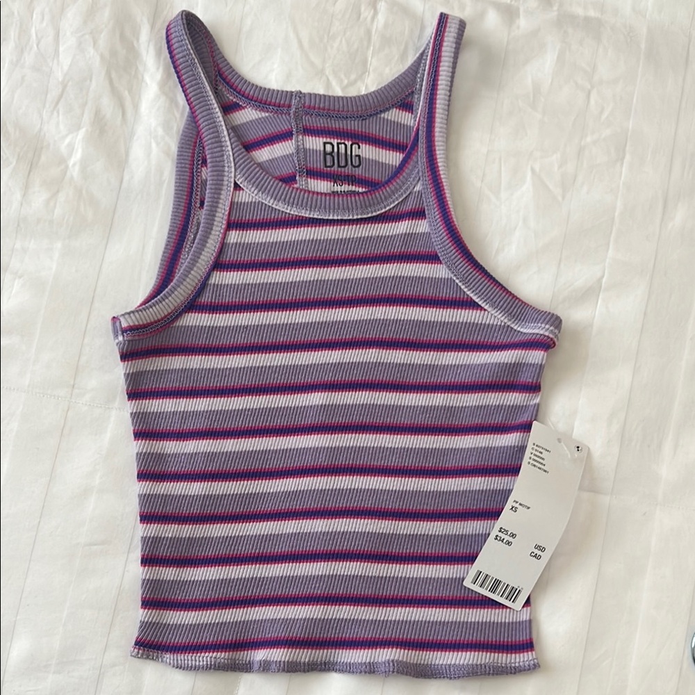 NWT Urban Outfitters BDG Purple Ribbed Crop Tank Top Size XS